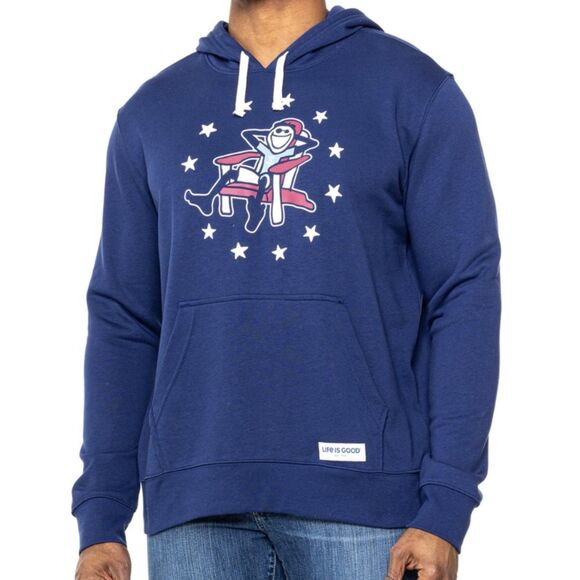 Life Is Good Other - Life is Good NWT Sz L Darkest Blue French Terry Adirondack Stars Hoodie